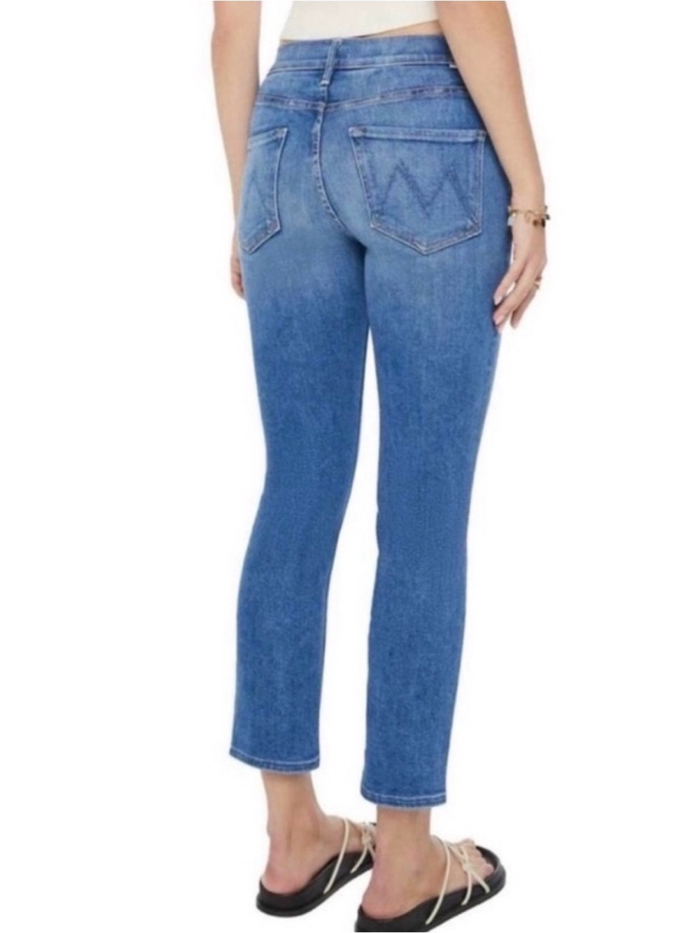 MOTHER Mid Ride DazzlerCropped Ankle Jeans in Different Strokes Color Size 28